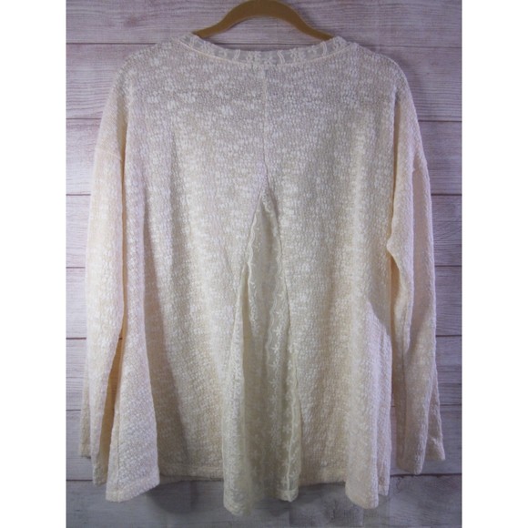 Hannah High-Low Sweater Top Women's Large  Long Sleeve Sheer White - Picture 2 of 4